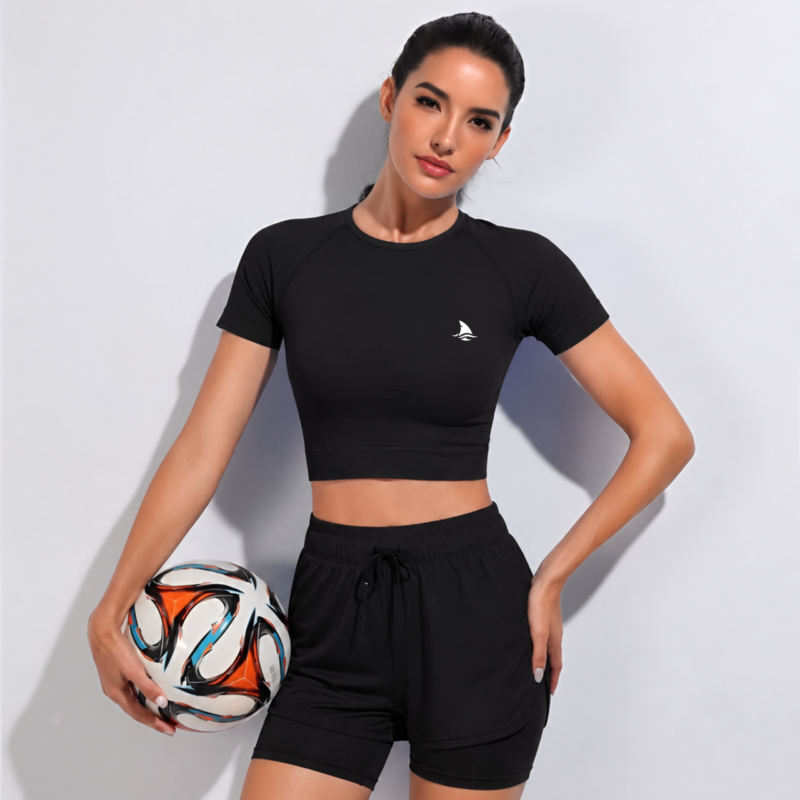 Women's High/Round Neck Short Sleeves Stylish Casual Crop Top
