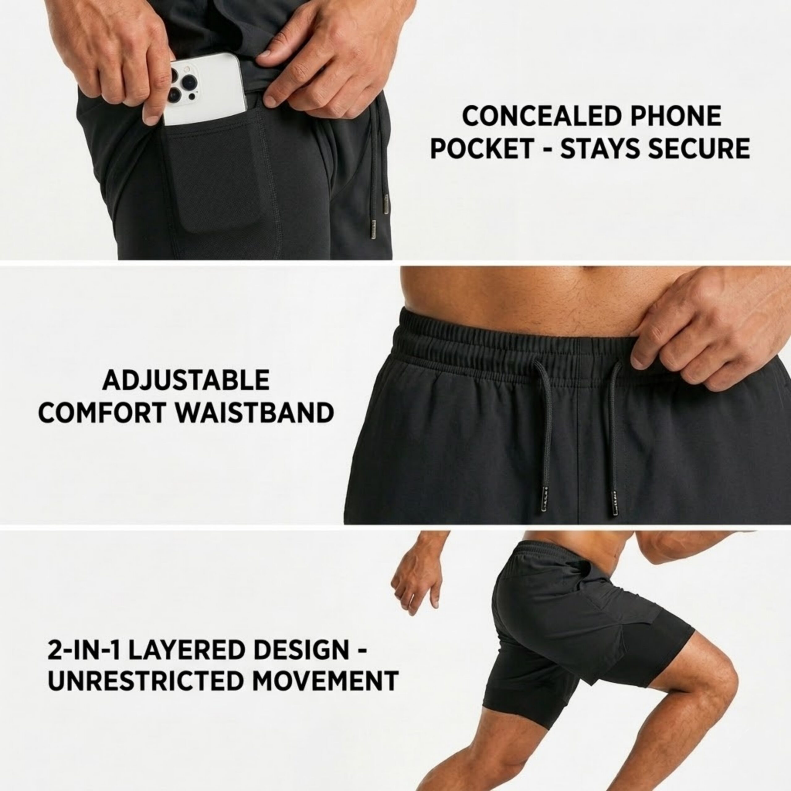 Men's 2 in 1 Active Dual Shorts
