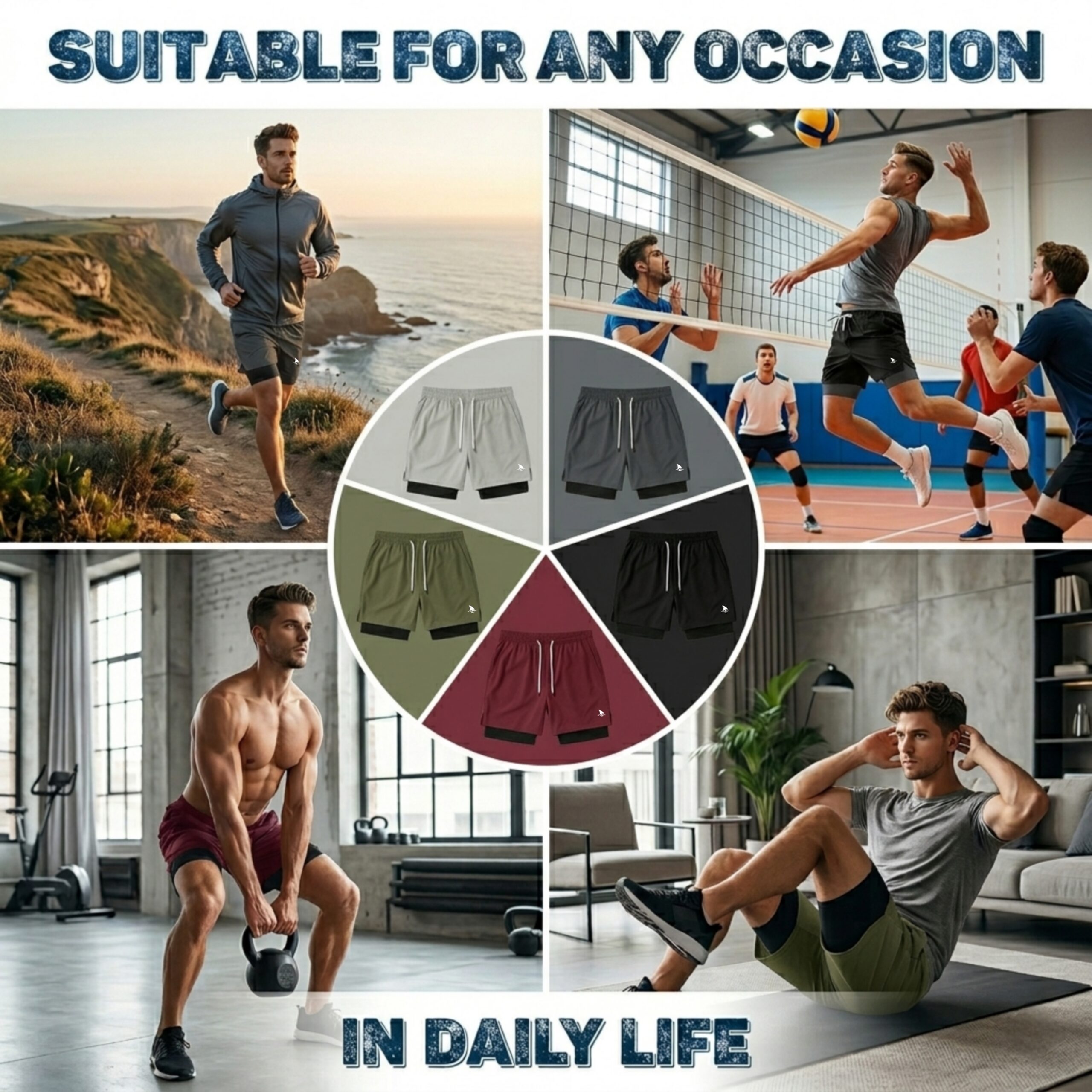 Men's 2 in 1 Active Dual Shorts