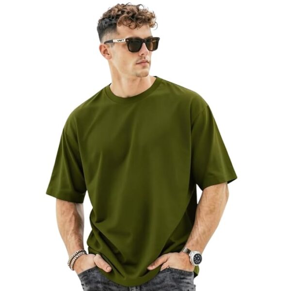 Men’s Oversized Cotton T-Shirt, Half Sleeve Round Neck