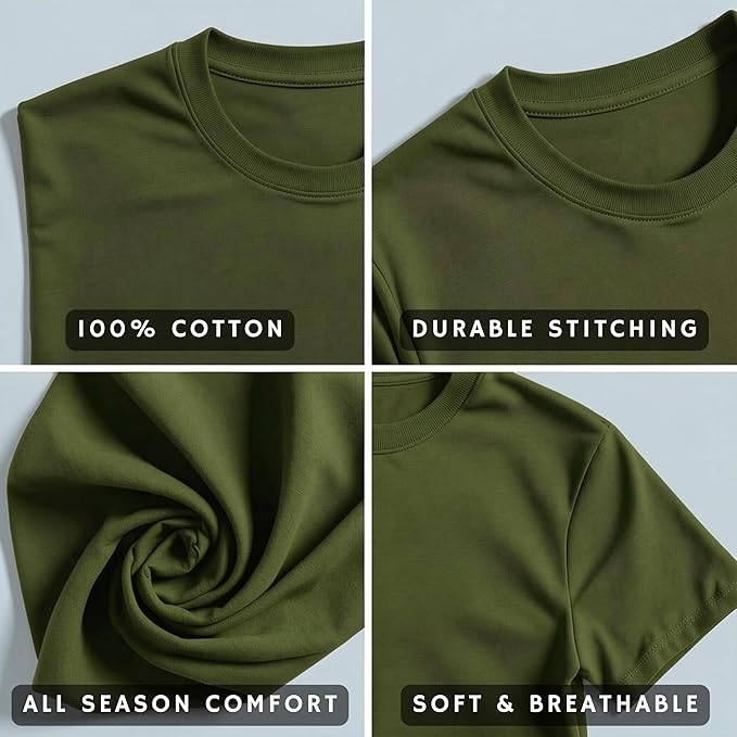 Men’s Oversized Cotton T-Shirt, Half Sleeve Round Neck