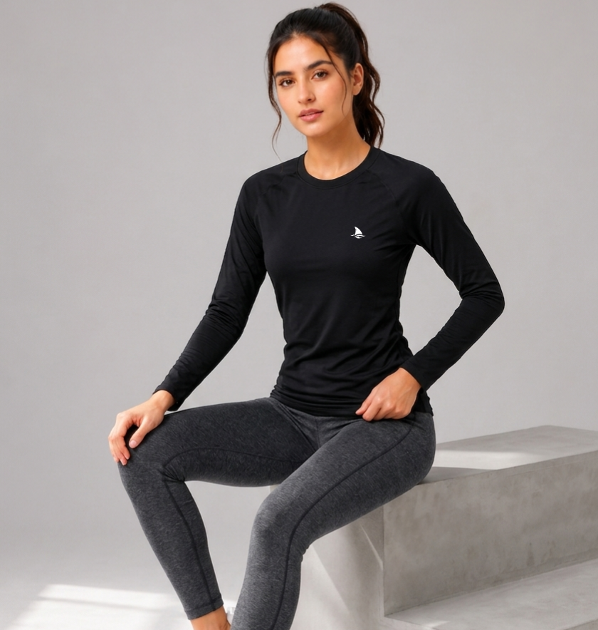 Women’s Athletic Compression Wear – Full Sleeve Workout & Training T-Shirt
