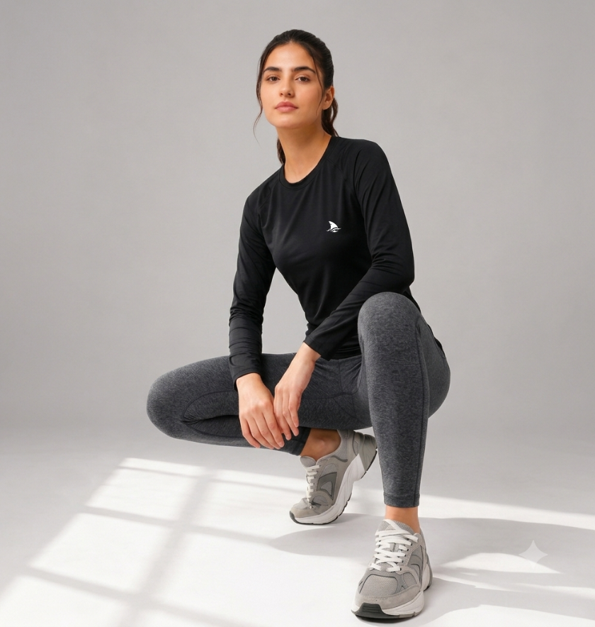 Women’s Athletic Compression Wear – Full Sleeve Workout & Training T-Shirt