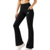 Women High Waist Cotton Side Slit Flared Pants