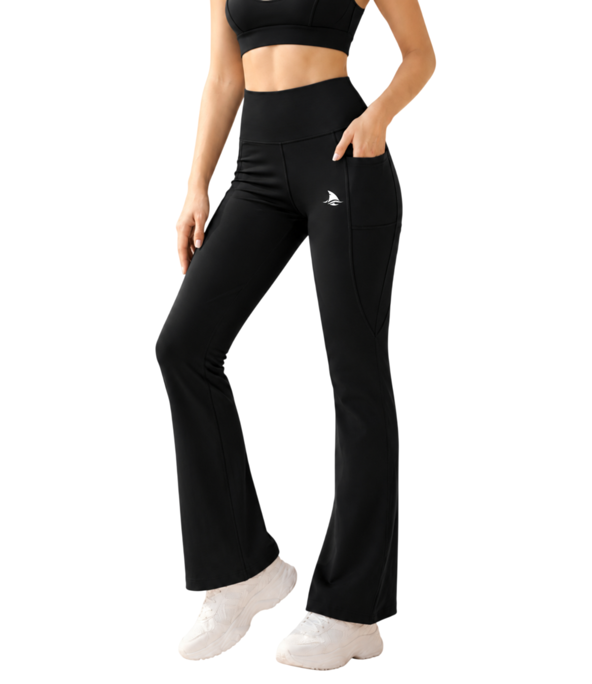 Women High Waist Cotton Side Slit Flared Pants