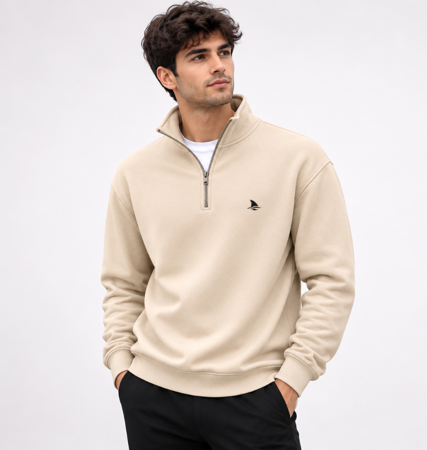 Quarter Zip Style Sweatshirt | Soft & Warm Fleece Sweatshirt Hoodie with Zip