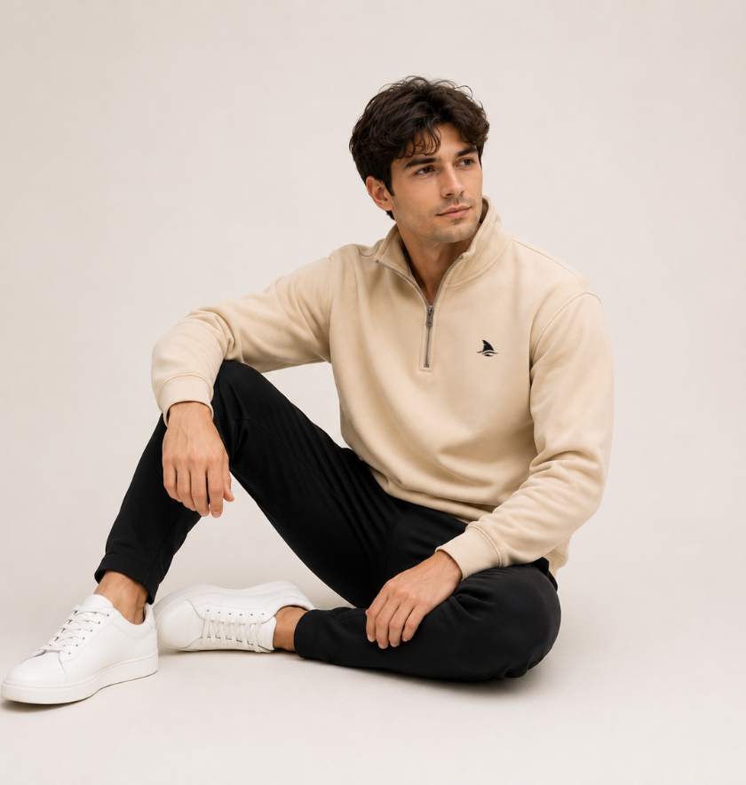 Quarter Zip Style Sweatshirt | Soft & Warm Fleece Sweatshirt Hoodie with Zip