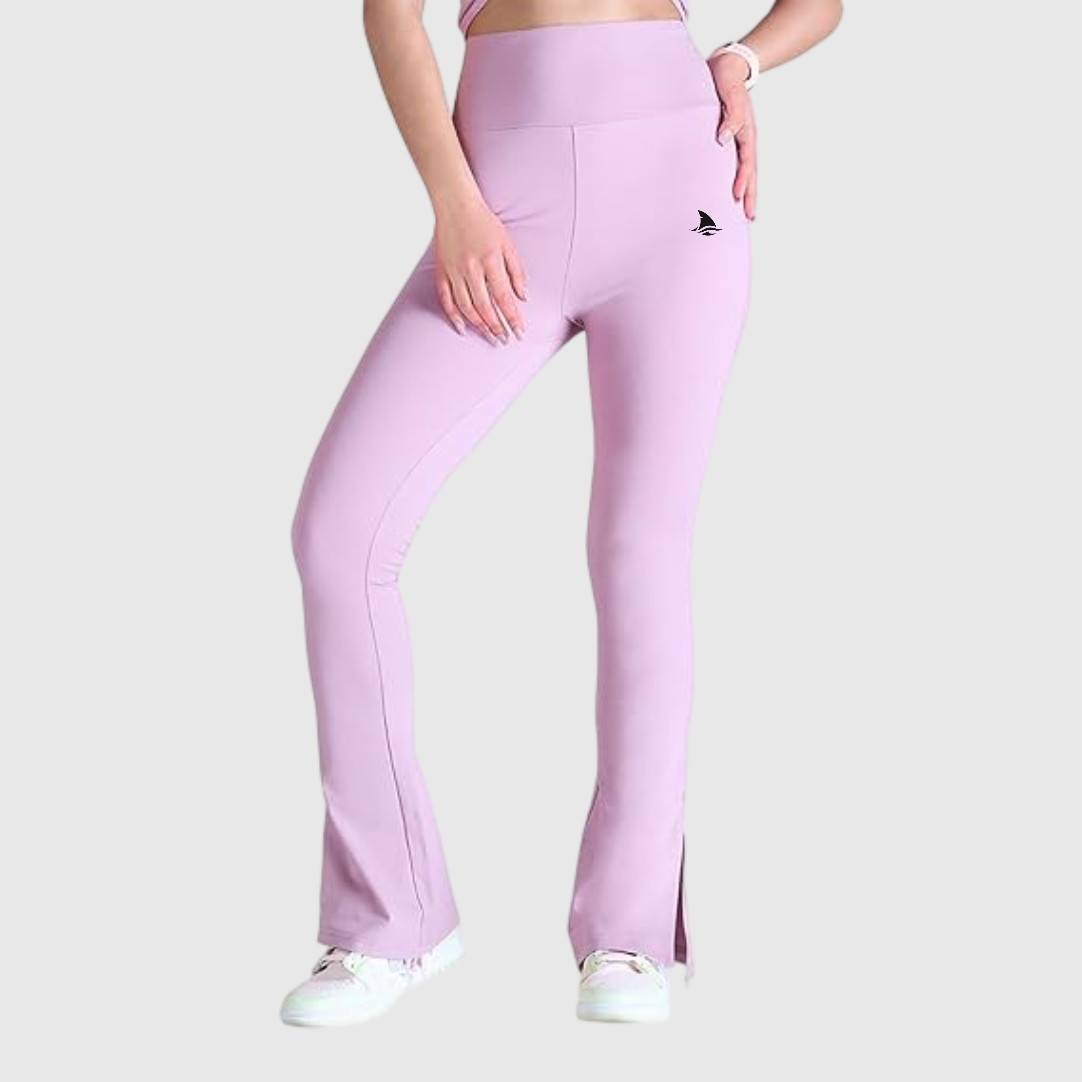 Women High Waist Cotton Side Slit Flared Pants