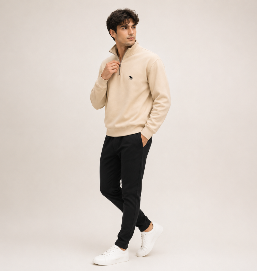 Quarter Zip Style Sweatshirt | Soft & Warm Fleece Sweatshirt Hoodie with Zip