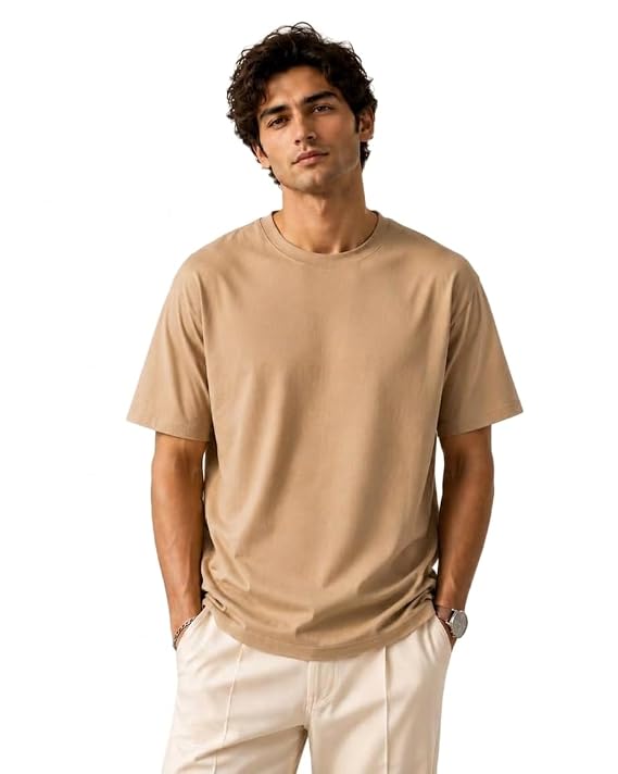 Men’s Oversized Cotton T-Shirt, Half Sleeve Round Neck (Copy)