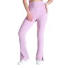Women High Waist Cotton Side Slit Flared Pants