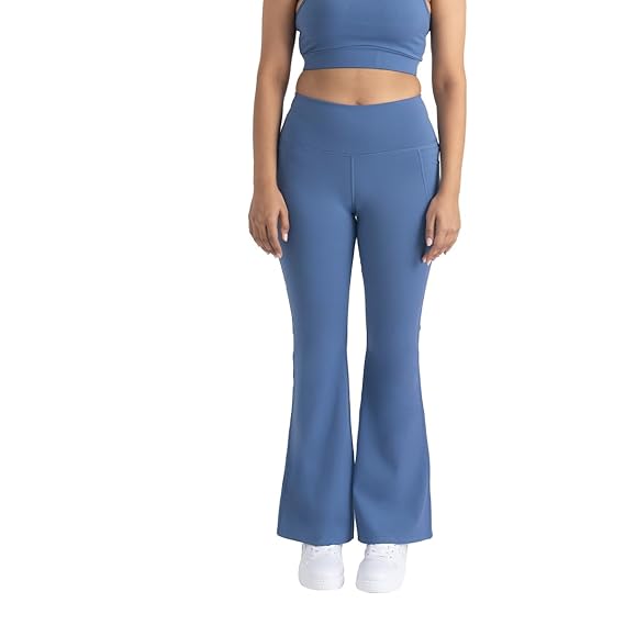 Flare Pants for Women | High Waisted Flared Pants | Athletic Flare Pants with Zero Transparency | Moisture Wicking Spandex Fabric | 4 Way Stretch