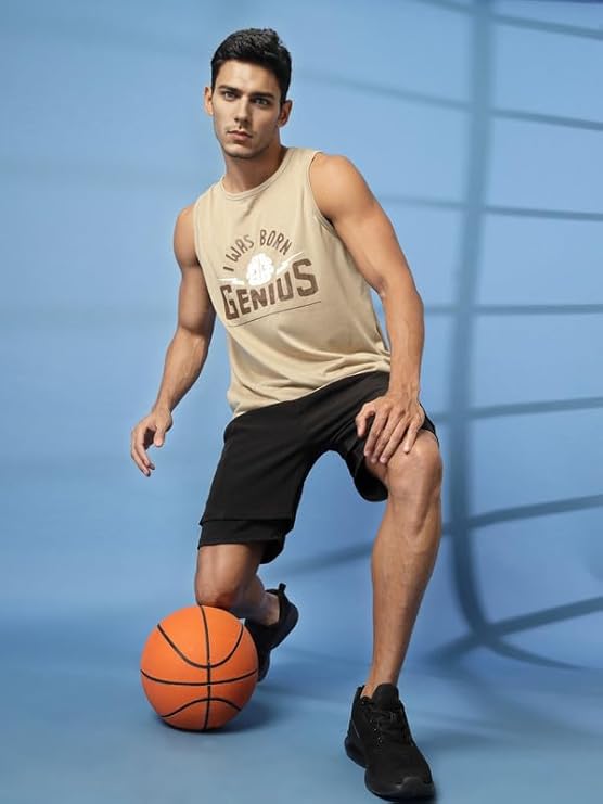 Sleeveless T Shirts Gym Vest for Men Workout Graphic Printed Premium Cotton Blend Tank Top for Man Running Vest