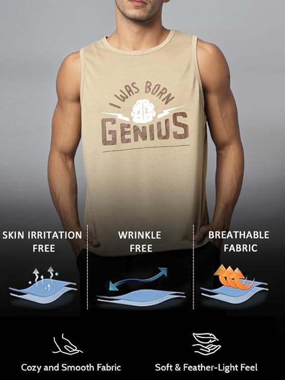 Sleeveless T Shirts Gym Vest for Men Workout Graphic Printed Premium Cotton Blend Tank Top for Man Running Vest