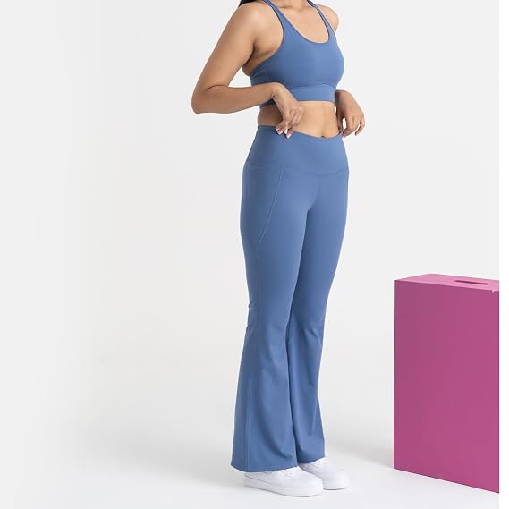 Flare Pants for Women | High Waisted Flared Pants | Athletic Flare Pants with Zero Transparency | Moisture Wicking Spandex Fabric | 4 Way Stretch