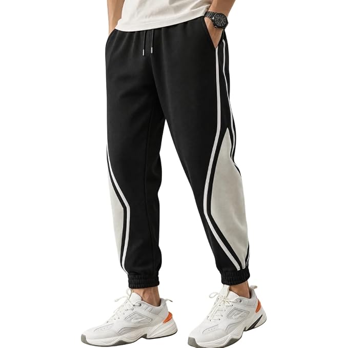 Oversized Joggers | Cotton Blend Regular Fit Track Pants for Men | Elastic Waist with Drawstring | Comfortable Casual, Travel & Lounge Wear Bottoms with Side Pockets