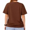 Women's Oversized Spolid Plan T-Shirt, Round Neck, Short Sleeve, Casual Style