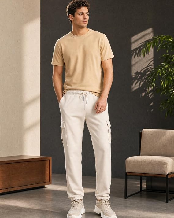 Joggers for Men | Oversized Fit | Elasticated Waist with Drawcord | Soft & Breathable Fabric | Loose Track Pants | Casual & Streetwea