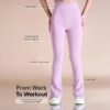 Women High Waist Cotton Side Slit Flared Pants
