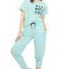 Women's Cotton Typography Printed Night Suit Pajama Set of Top & Joggers