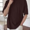 Half Sleeve Oversized Tshirt for Men, Round Neck Cottonblend Drop Shoulder Solid T-Shirt