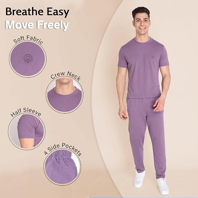 Men Training Suit Cotton Polyester Solid Track Suit Co-Ord Sets