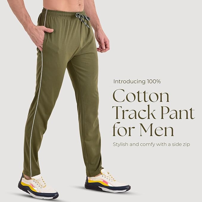 Cotton Track Pant for Men | Lower for Man | Comfortable Lower Men with Zip Pocket for Gym, Sports & Casual Wear