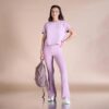 Women High Waist Cotton Side Slit Flared Pants