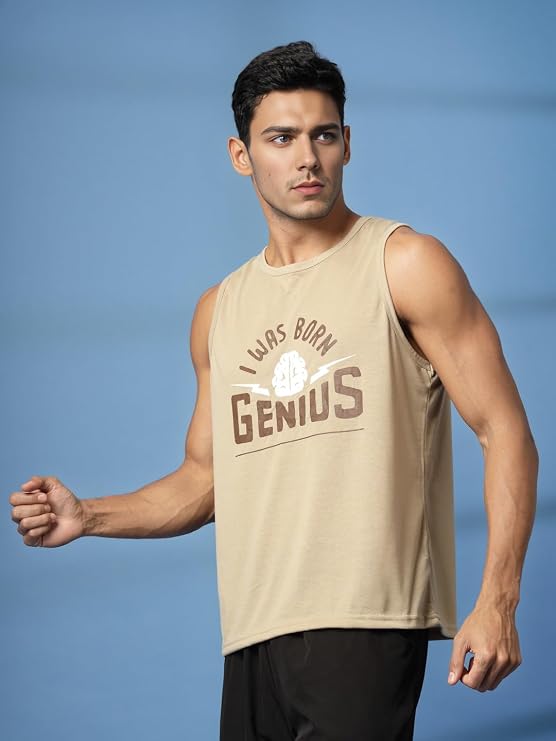 Sleeveless T Shirts Gym Vest for Men Workout Graphic Printed Premium Cotton Blend Tank Top for Man Running Vest