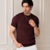 Men's T-Shirt | Textured Vertical Rib Pattern | Premium Soft Knit Fabric | Round Neck | Half Sleeve | Regular Fit Casual T-Shirt