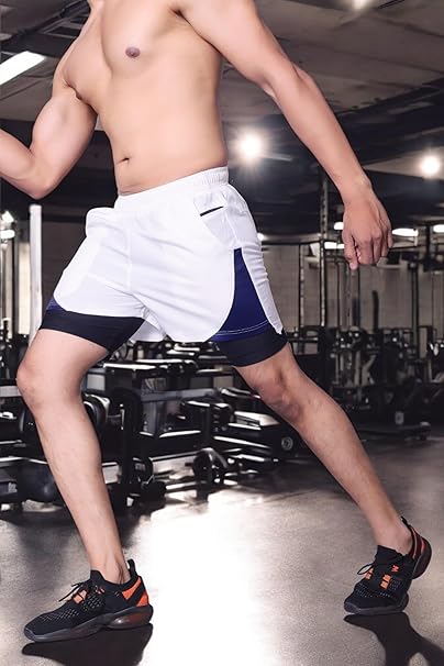 Men's 2 in 1 Quick Dry Shorts with Liner and Towel Loop Gym & Running Shorts for Men with Inner Phone Pocket