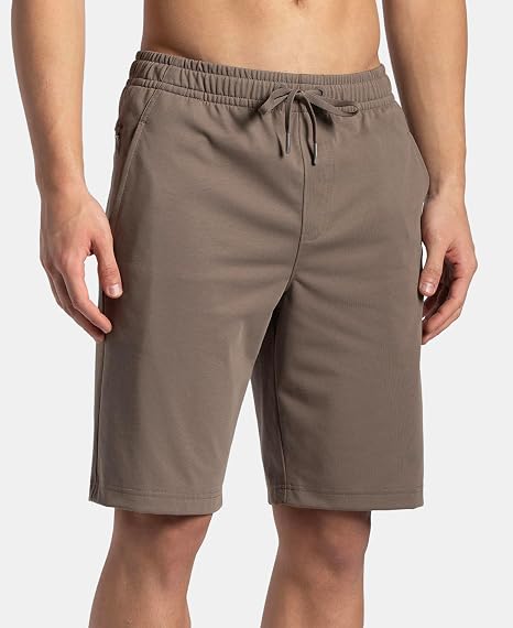 Men's Super Combed Cotton Rich Regular Fit Solid Active Wear Shorts with Side Pockets