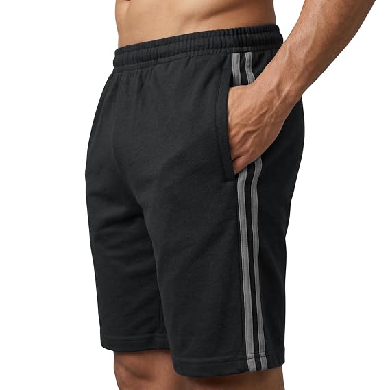 Cotton Shorts with 2 Side Patti Design | Lightweight Running, Gym & Workout Shorts | Casual Sports Half Nikker for Men | Soft Cotton Athletic Wear