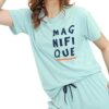 Women's Cotton Typography Printed Night Suit Pajama Set of Top & Joggers