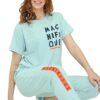 Women's Cotton Typography Printed Night Suit Pajama Set of Top & Joggers