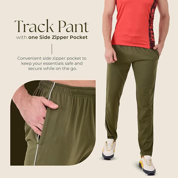 Cotton Track Pant for Men | Lower for Man | Comfortable Lower Men with Zip Pocket for Gym, Sports & Casual Wear