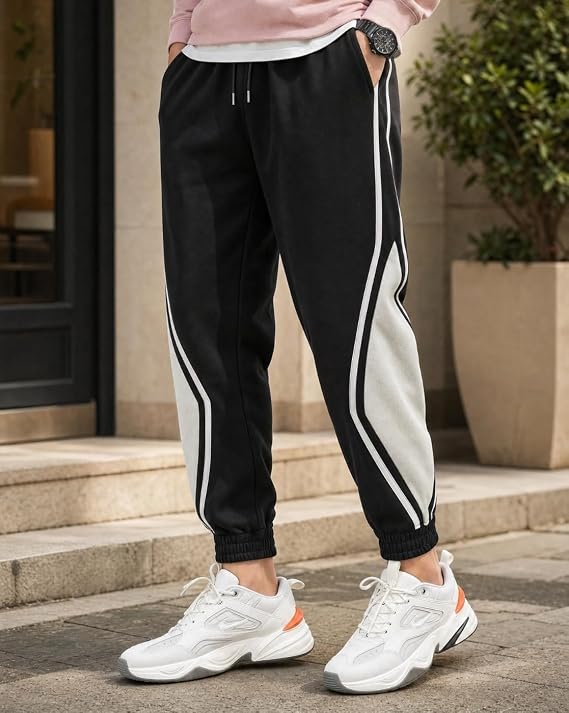 Oversized Joggers | Cotton Blend Regular Fit Track Pants for Men | Elastic Waist with Drawstring | Comfortable Casual, Travel & Lounge Wear Bottoms with Side Pockets