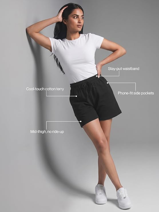 Women’s Premium Cotton Shorts with Pockets | High Waisted Casual Comfortable Summer Wear | Soft Breathable Lounge Shorts