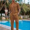 Men Training Suit Solid Polyester Summer Co-Ord Set With Polo Neck