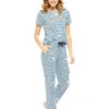 Women's Cotton Strip & Heart Printed Top & Payjama Half Sleeve Night Suit Set