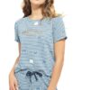 Women's Cotton Strip & Heart Printed Top & Payjama Half Sleeve Night Suit Set